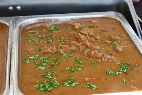 Beef stew in a chafing dish